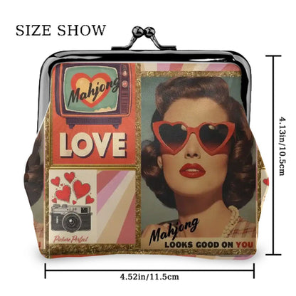 The Era Of Mahjong Looks Good On You Women's Leather Kiss Lock Coin Purse - Splash of Color Co.