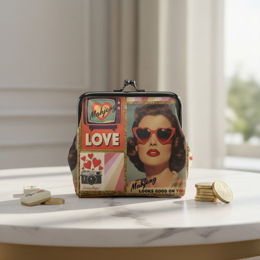 The Era Of Mahjong Looks Good On You Women's Leather Kiss Lock Coin Purse - Splash of Color Co.