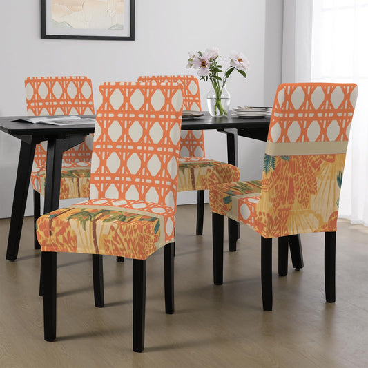 Tropical Palm Orange Cane Custom Chair Covers - Splash of Color Co.