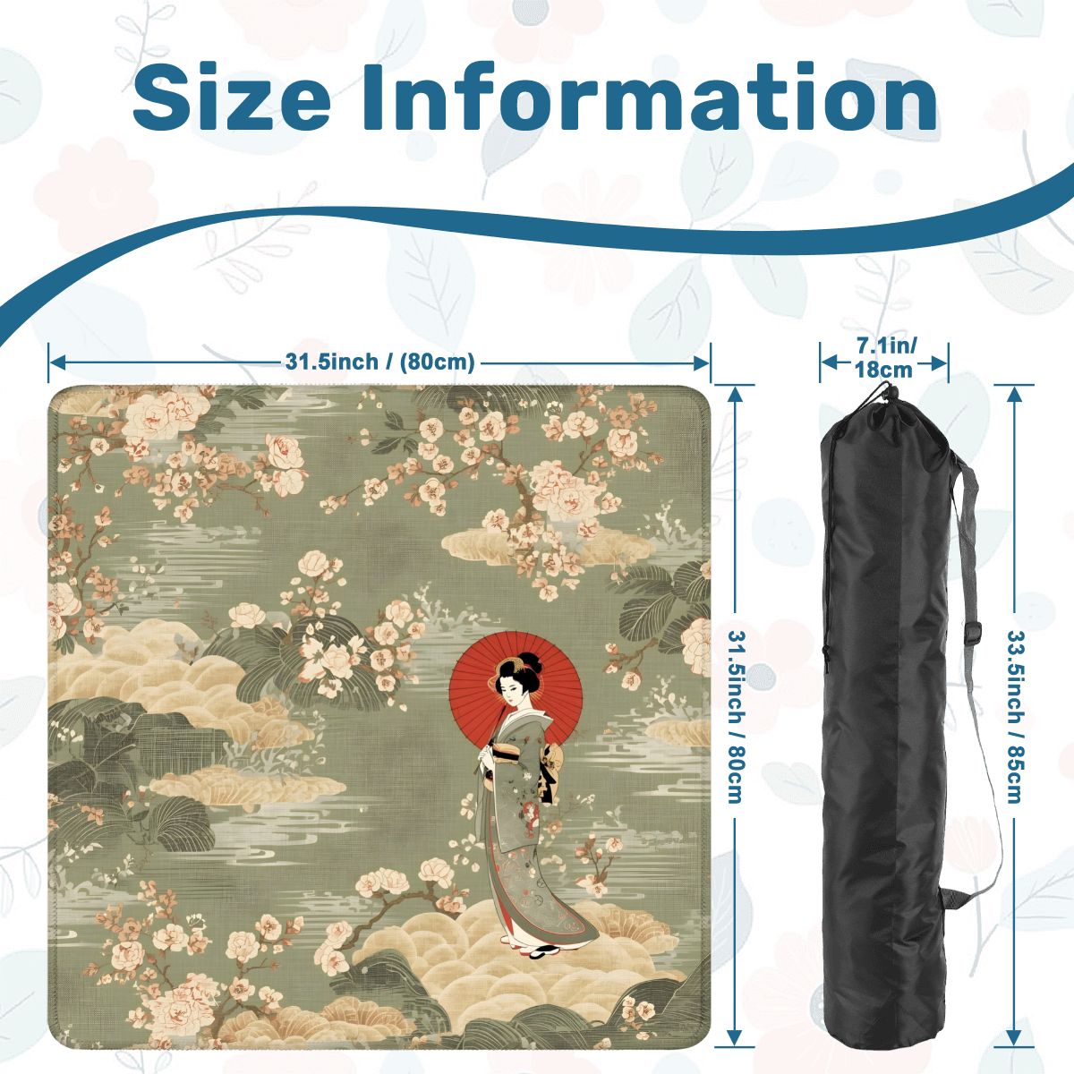 Giesha Girl Japanese Floral Mahjong Mat - Splash of Color Co.