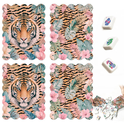 Welcome To The Jungle Boho Designed Scalloped Mahjong Shuffler Cards  Set of 4