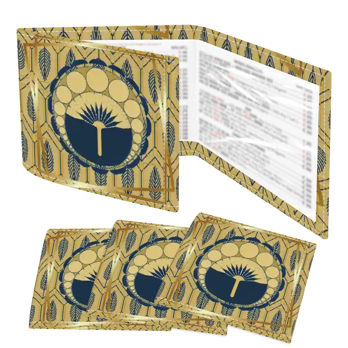 Art Deco Gilded Gold, Royal Blue 4 Mahjong Card Holder with Line Finder - Splash of Color Co.
