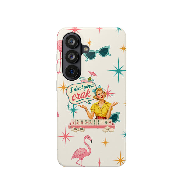 Funny Mahjong Tropical Flamingo Phone Case — “I Don’t Give a Crak” Magnetic Impact-Resistant Case