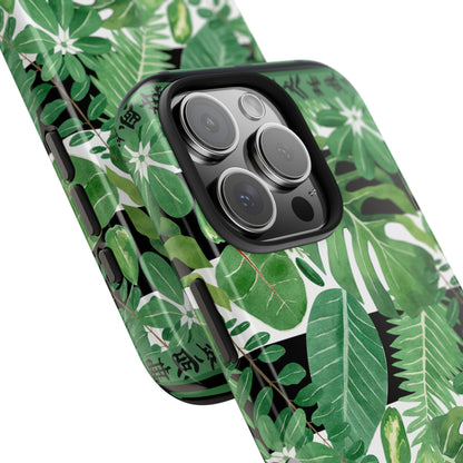 Tropical Mahjong Phone Case Tough Phone Case, Monstera Boho Style