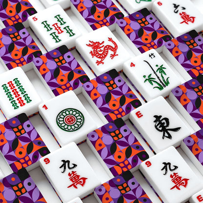 Mod Mash Up Purple, Orange Black Geometric American Mahjong Tiles And Carry Case - Splash Of Mahj And Color Co.