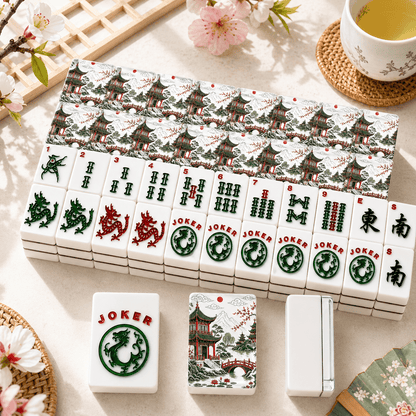 Asian Pagoda Black Red Green American Mahjong Tiles And Carry Bag Set - Splash of Color Co.
