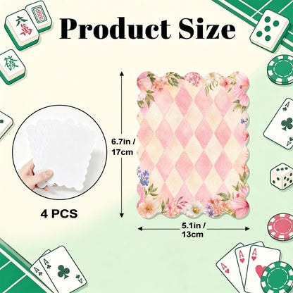 Pink Harlequin Romance Scalloped Mahjong Shuffler Cards Set of 4 - Splash Of Mahj And Color Co.