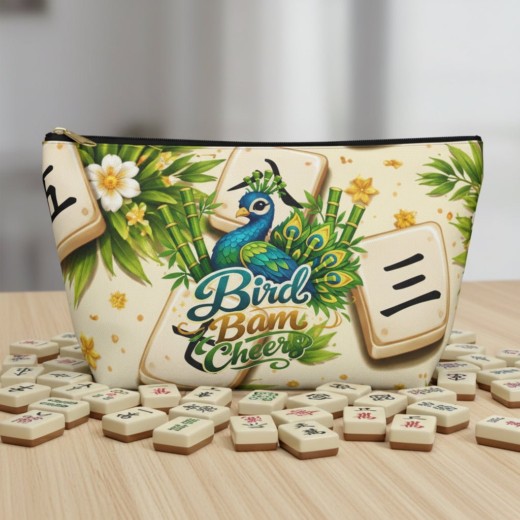 Bird Bam Cheers Peacock Mahjong Tile Accessory Pouch - Splash of Color Co.