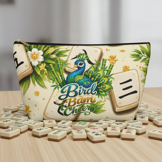 Bird Bam Cheers Peacock Mahjong Tile Accessory Pouch - Splash of Color Co.