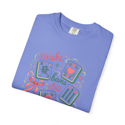 Mahjong Club T-Shirt — Cute Mahjong Tiles Graphic Tee (Crak! Bams Dots)