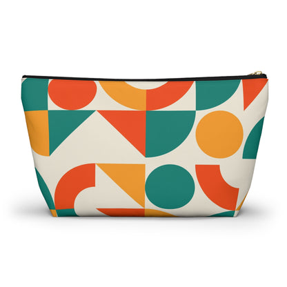 Mahjong Tile Tote Pouch, Colorful Geometric Orange, Yellow, Teal Mahj On Accessory Pouch
