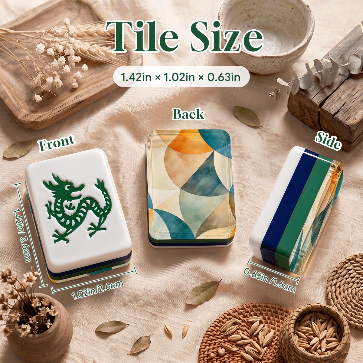 Art Deco Dayz 4Layer American Mahjong Tiles Blue Green And Carry Case - Splash Of Mahj And Color Co.