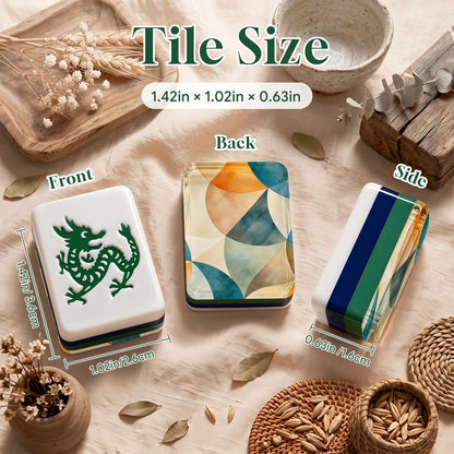 Art Deco Dayz 4Layer American Mahjong Tiles Blue Green And Carry Case - Splash Of Mahj And Color Co.