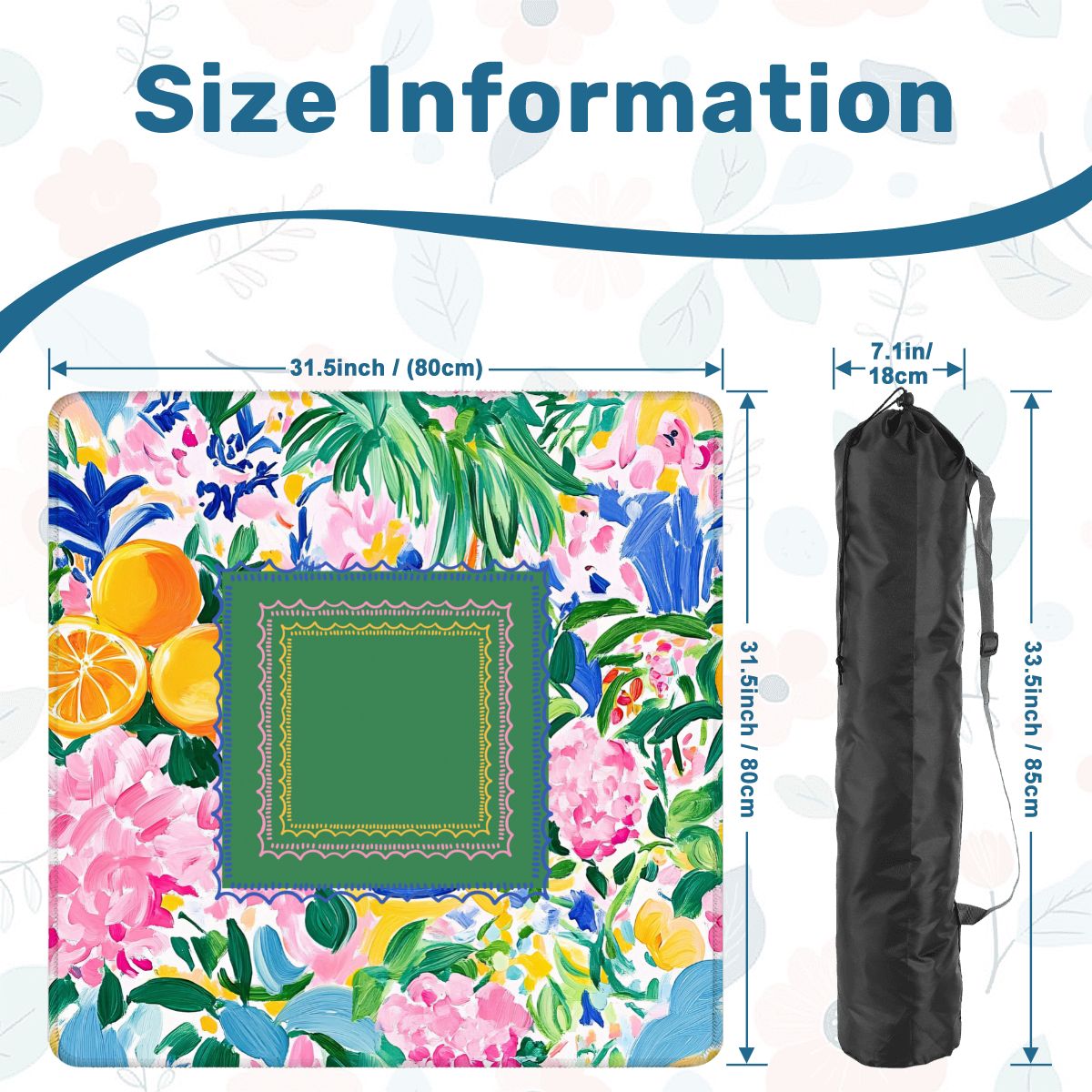 Sunny Citrus Chinoiserie Watercolor Blooms Mahjong Mat