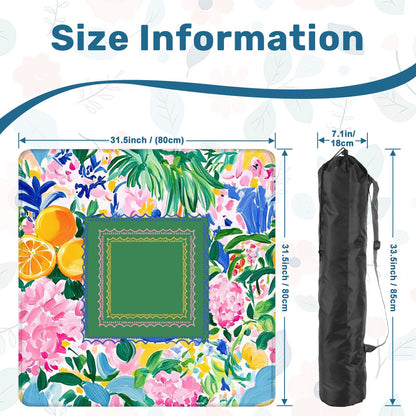 Sunny Citrus Chinoiserie Watercolor Blooms Mahjong Mat