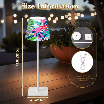 Preppy Floral Tropical Mahjong LED Cordless Table Lamp - Splash of Color Co.