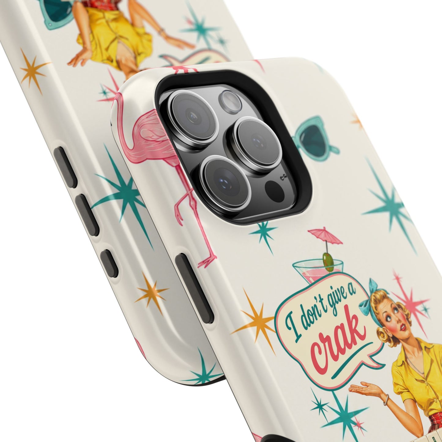 Funny Mahjong Tropical Flamingo Phone Case — “I Don’t Give a Crak” Magnetic Impact-Resistant Case
