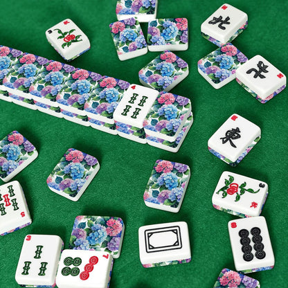 Watercolor Hydrangea Purple Pink, American Mahjong Tiles And Carry Case - Splash Of Mahj And Color Co.