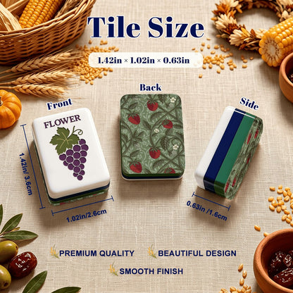 William Morris Strawberry Thief Green Earthy Botanical American Mahjong Tiles  And Carry Case