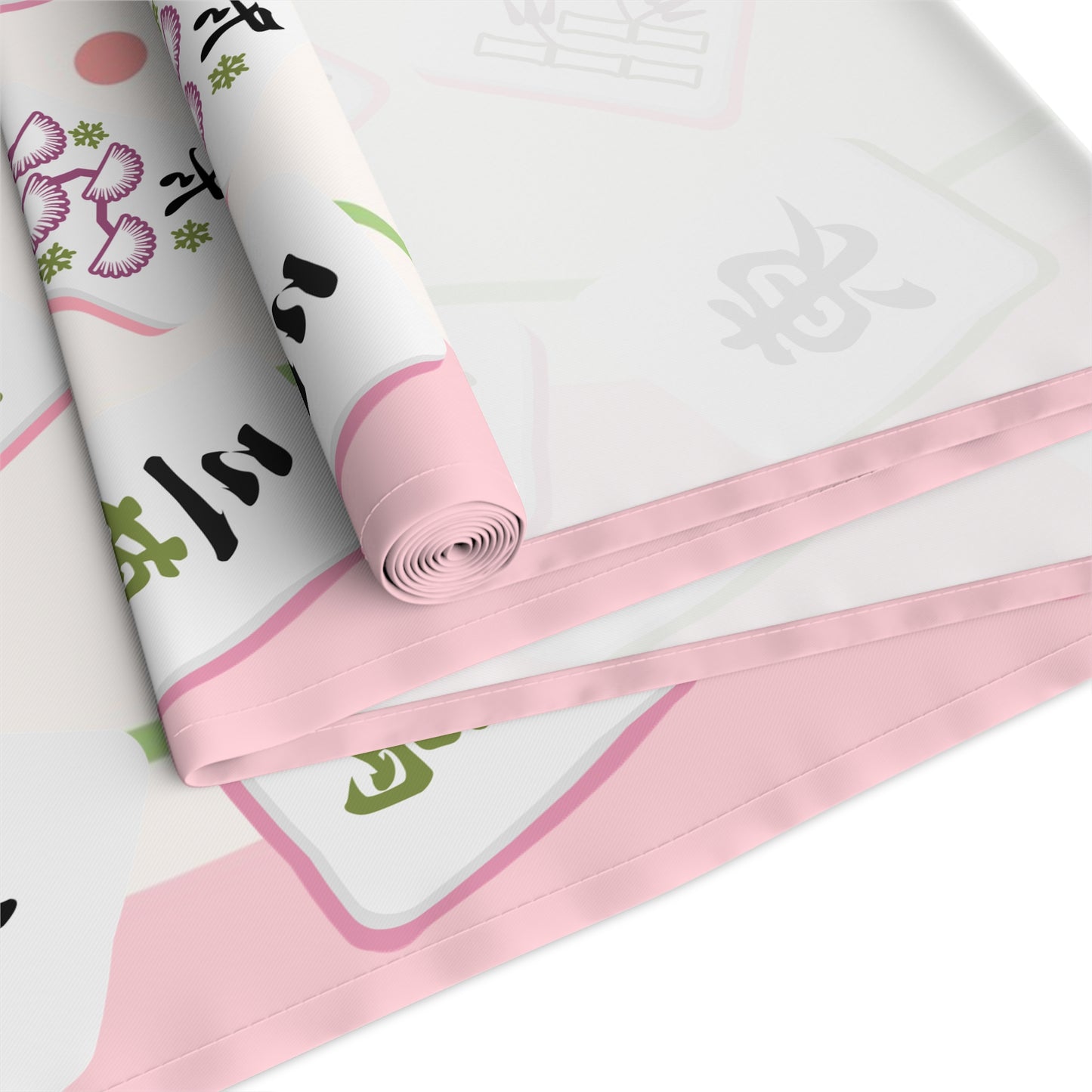 Mahjong Tiles Pattern Table Runner | Pink Green Mahjong Table Runner - Splash of Color Co.