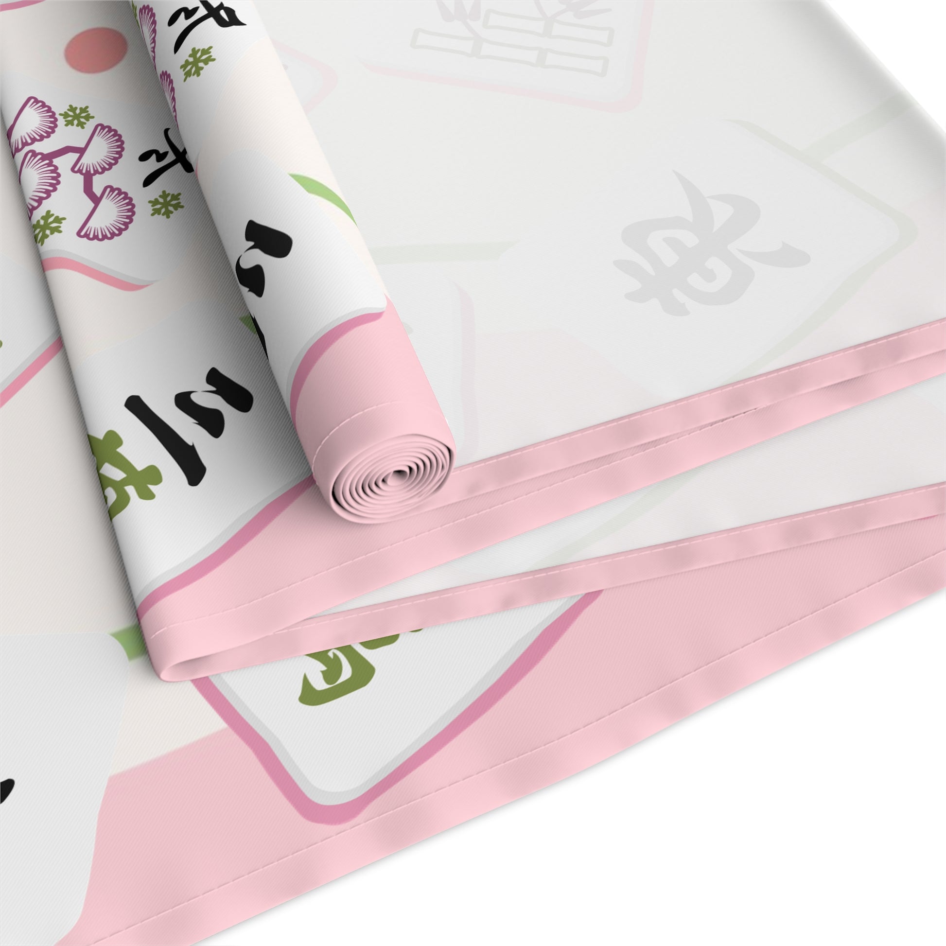 Mahjong Tiles Pattern Table Runner | Pink Green Mahjong Table Runner - Splash of Color Co.