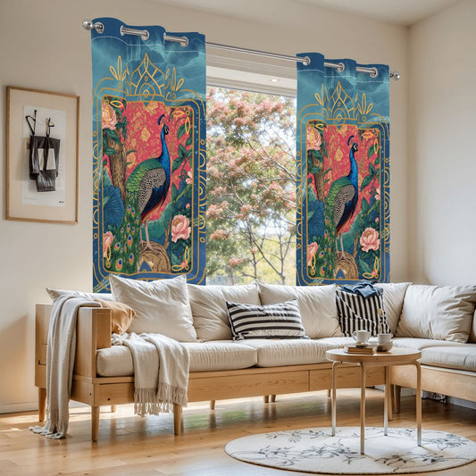 Asian Peacock, Elegant Chinoiserie Blackout Window Curtains - Splash of Color Co.