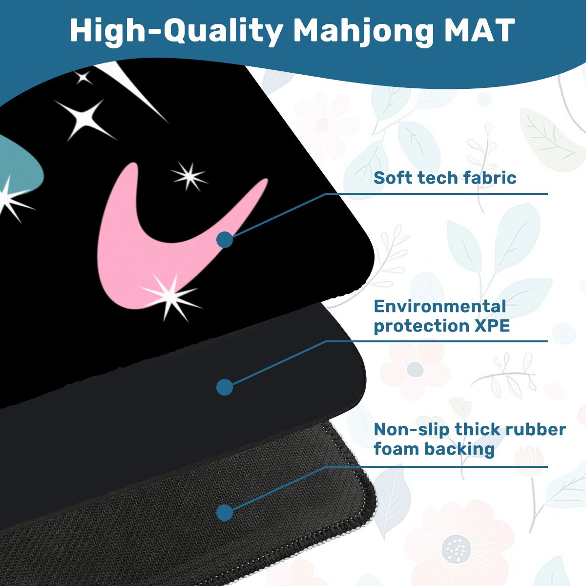 Sky Rockets In Flight Black Modern Mahjong Mat 33"x33 - Splash of Color Co.