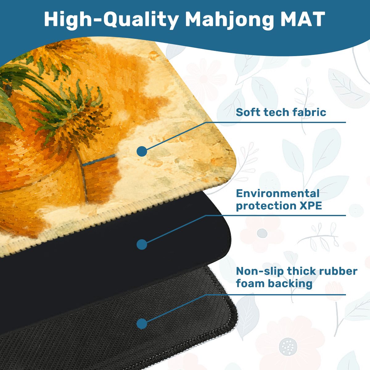 The Mahj Gogh Watercolor Sunflower Mahjong Mat - Splash Of Mahj And Color Co.