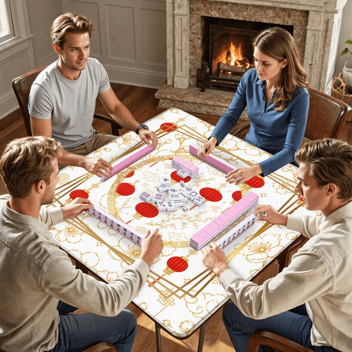 Asian Chinese Lanterns Mahjong Mat - Splash of Color Co.