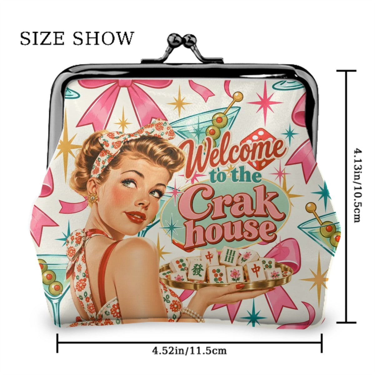 Funny Welcome To The Crak House Nostalgic Women's Leather Kiss Lock Coin Purse