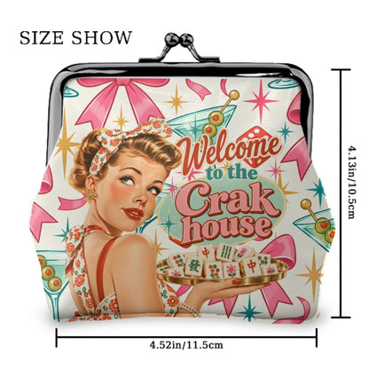 Funny Welcome To The Crak House Nostalgic Women's Leather Kiss Lock Coin Purse