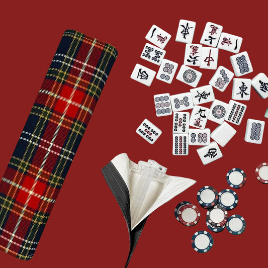 Tartan Plaid 4 Mahjong Tile Pusher Racks with Bag - Splash Of Mahj And Color Co.