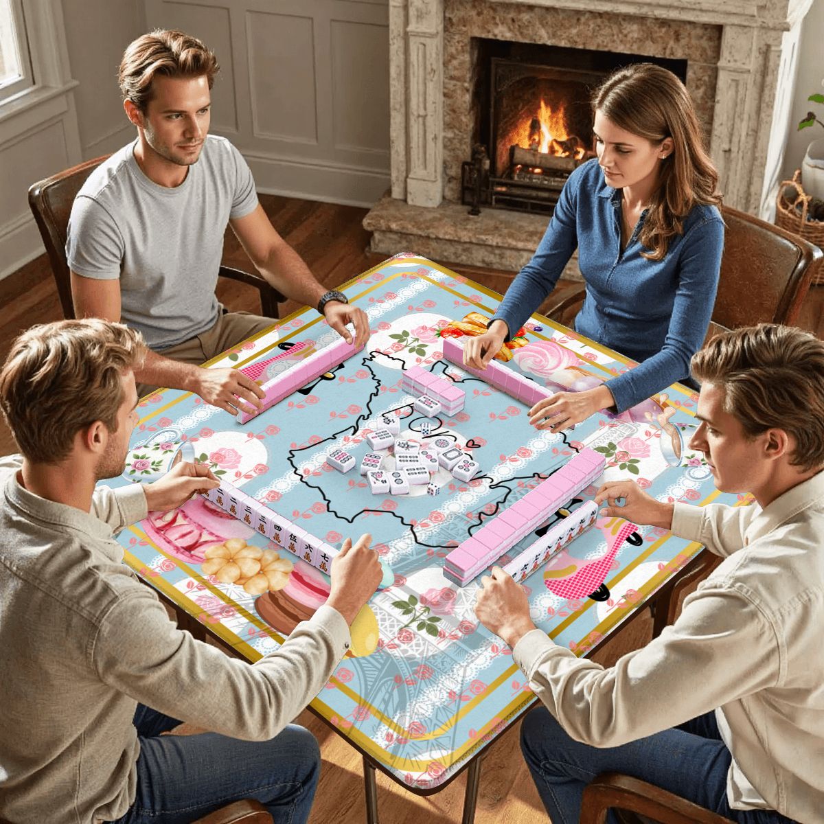 Mahjong Mat, French Patisserie Florals And Roses