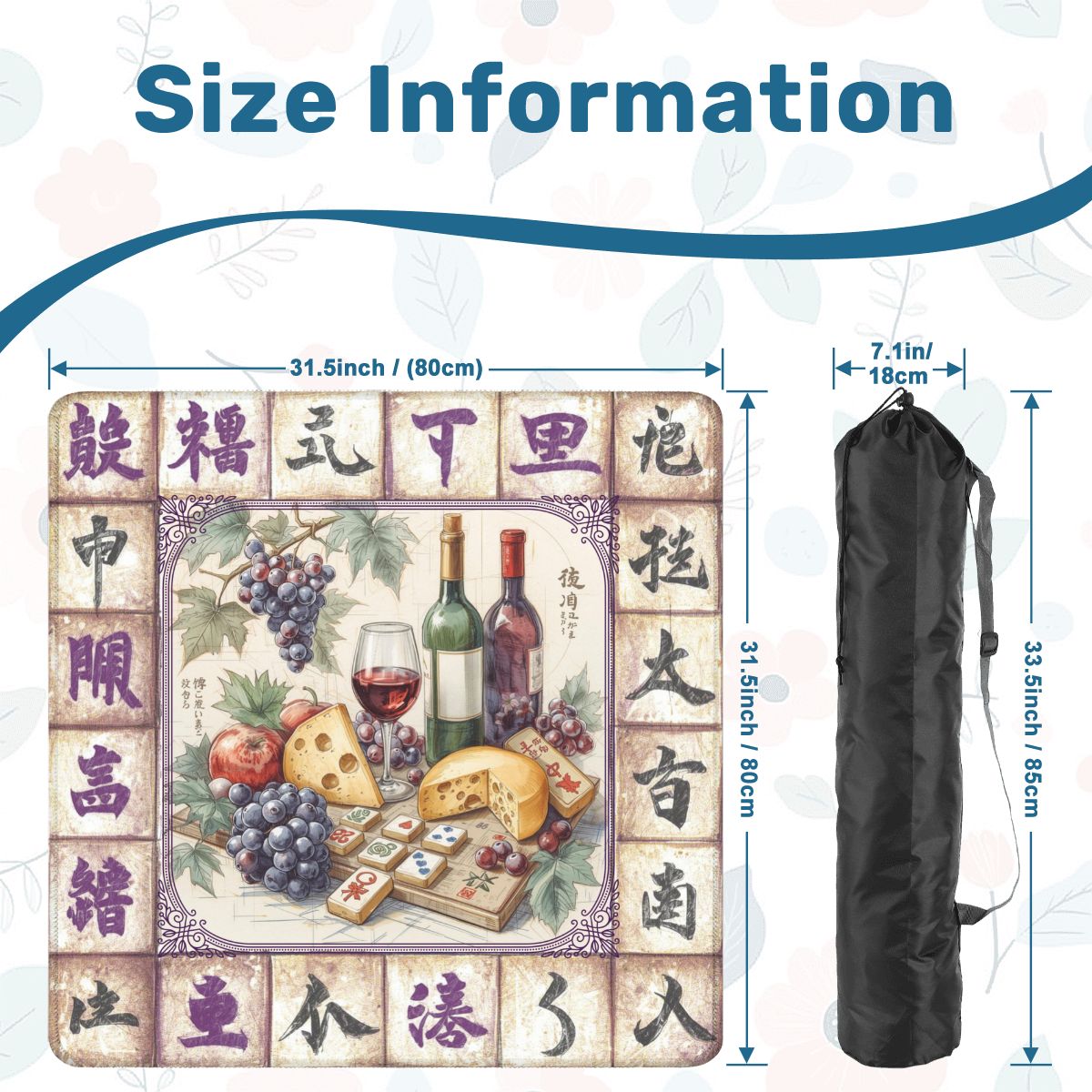 Mahjong Wine Mat, Cheese And Wine Mahj Night Game Mat - Splash of Color Co.