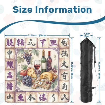 Mahjong Wine Mat, Cheese And Wine Mahj Night Game Mat - Splash of Color Co.
