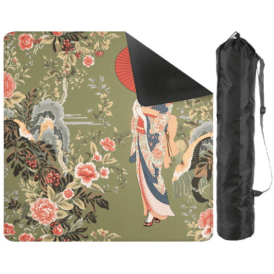 Asian Floral Geisha Girl Mahjong Mat 33"x33 - Splash of Color Co.