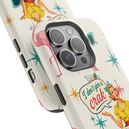 Funny Mahjong Tropical Flamingo Phone Case — “I Don’t Give a Crak” Magnetic Impact-Resistant Case
