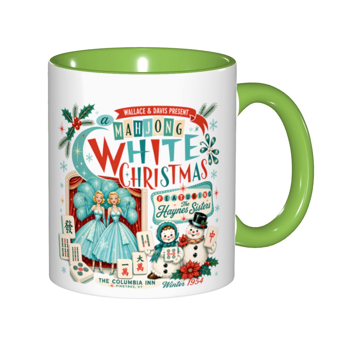 Mahjong White Christmas Nostalgic Haynes Sister Holiday Gift Mug