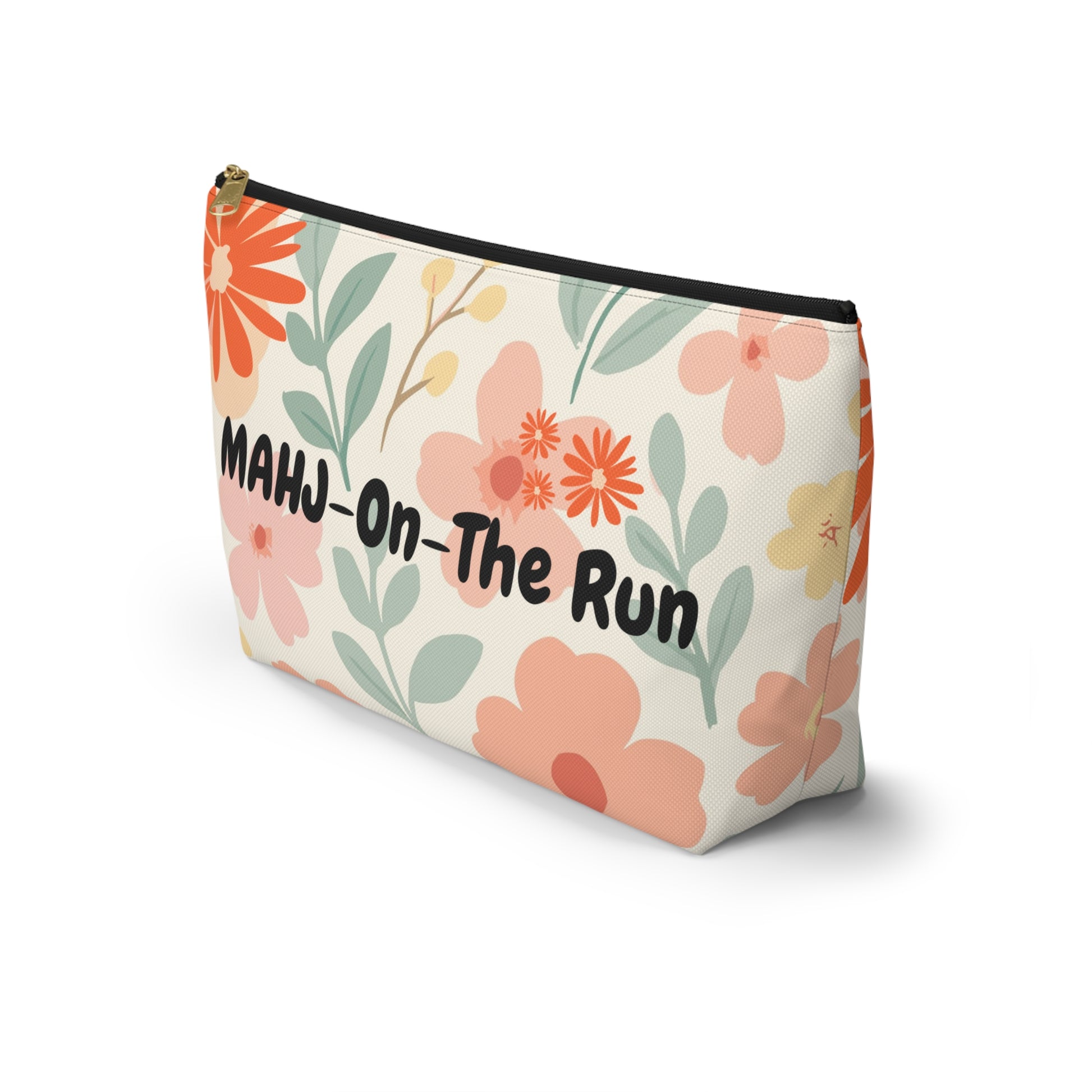 Mahj On The Run Floral Designed Tile Accessory Pouch - Splash of Color Co.