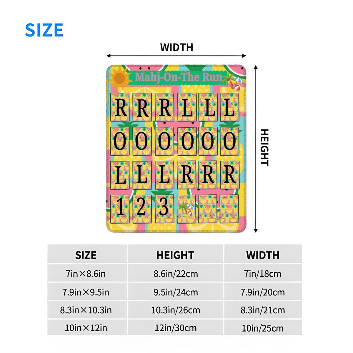 Mahj On The Run Solo Practice Mini Pad Mahjong Mat Stitched Edge (Vertical) - Splash of Color Co.