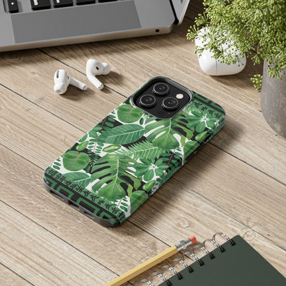 Tropical Mahjong Phone Case Tough Phone Case, Monstera Boho Style