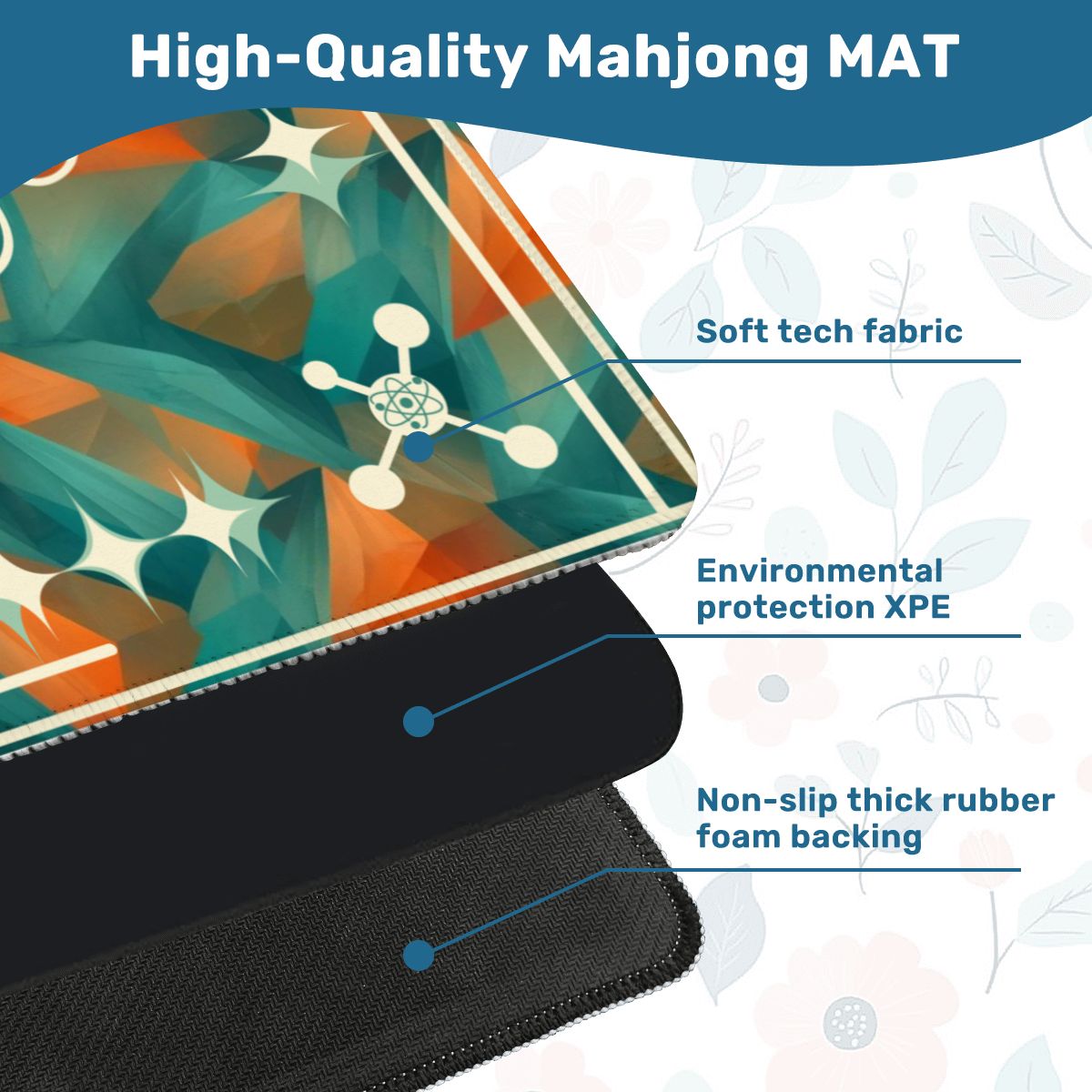 Super Sonic Atom Modern Orange Teal Mahjong Mat - Splash of Color Co.