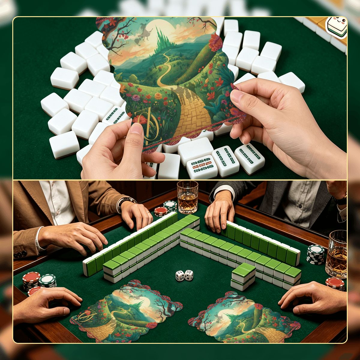 Wizard Of Oz Magical Scalloped Mahjong Shuffler Cards Set of 4 - Splash Of Mahj And Color Co.