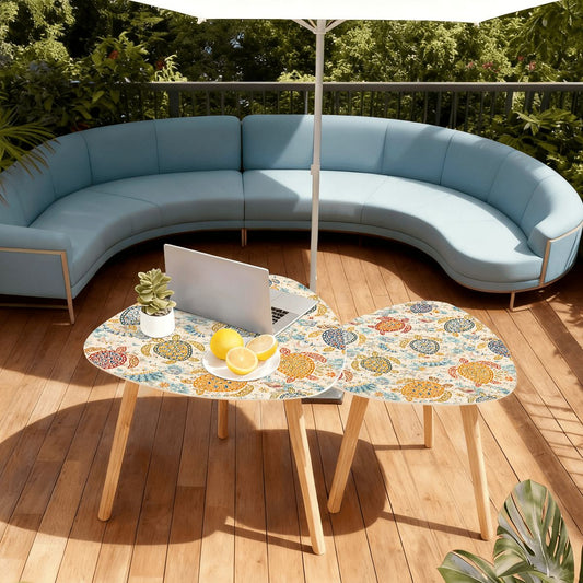 Off The Almafi Coast, Sea Turtles Modern Nesting Tables - Splash of Color Co.