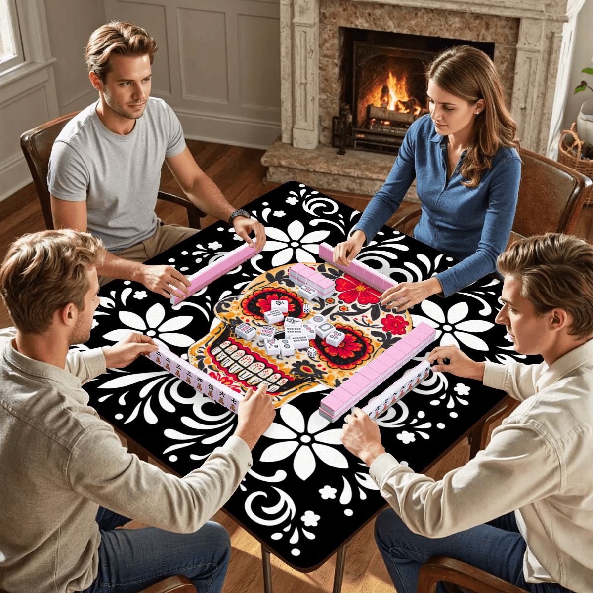 Sugar Skull Mahjong Mat - Splash of Color Co.