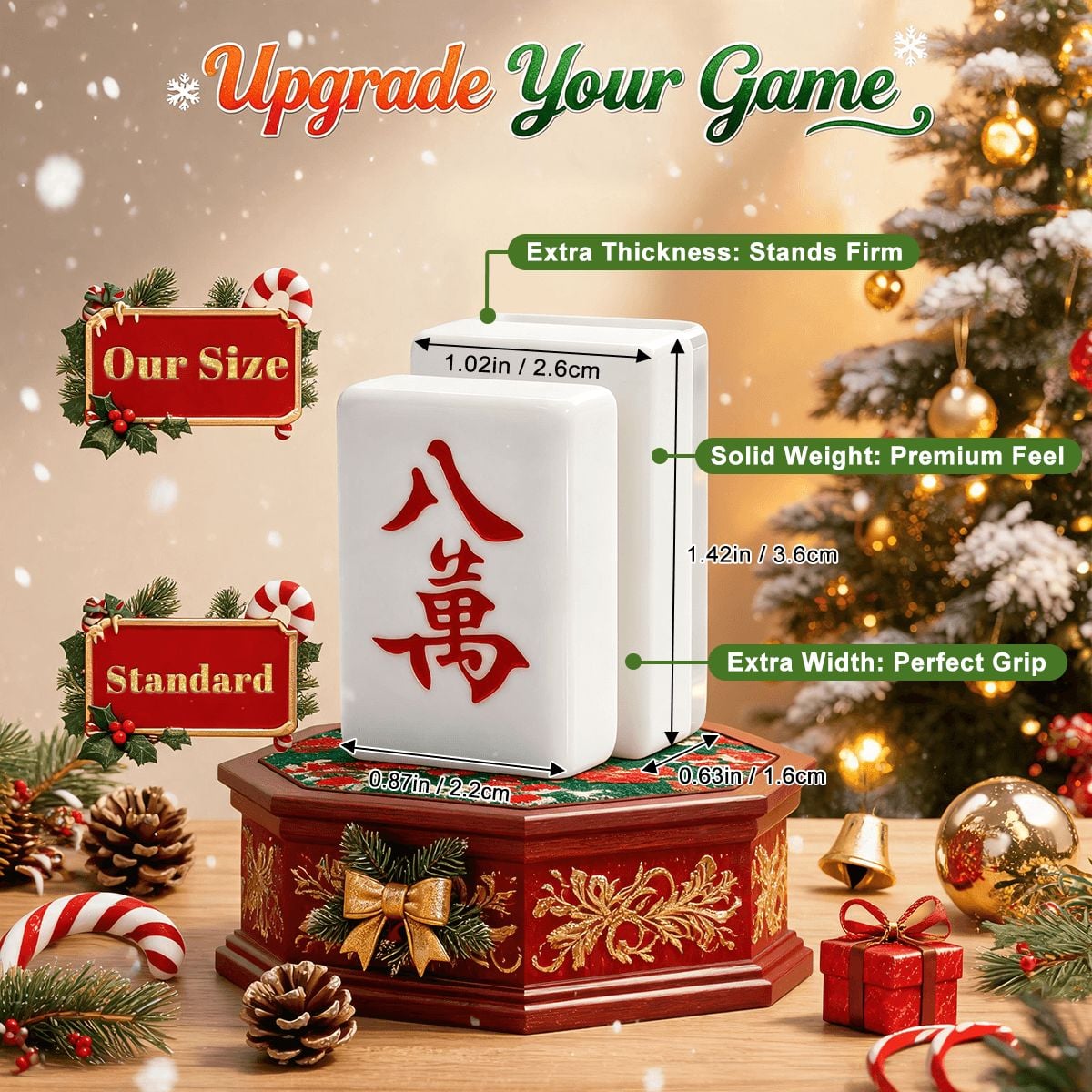 Candy Cane Nostalgic Christmas Cardinal American Mahjong Tiles And Carry Case