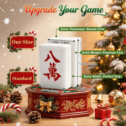 Candy Cane Nostalgic Christmas Cardinal American Mahjong Tiles And Carry Case
