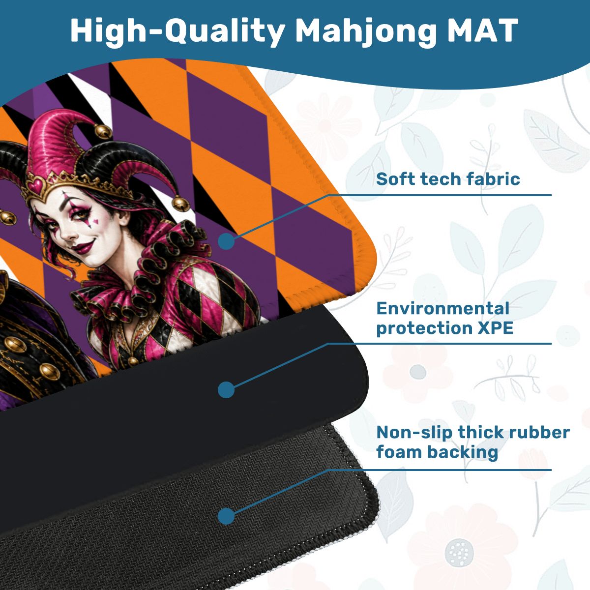 Mahjong Halloween Joker Jesters Harlequin Designed Mahj Mat