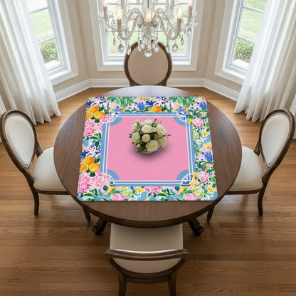 Preppy Pastel Floral Chinoiserie Mahjong Mat 33"x33" - Splash of Color Co.