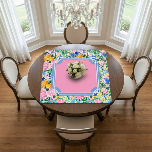 Preppy Pastel Floral Chinoiserie Mahjong Mat 33"x33" - Splash of Color Co.